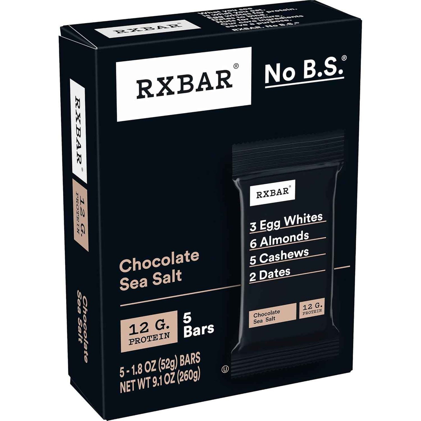RXBAR Protein Bars, 12g Protein, Gluten Free Snacks, Chocolate Sea Salt