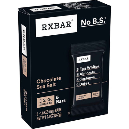 RXBAR Protein Bars, 12g Protein, Gluten Free Snacks, Chocolate Sea Salt