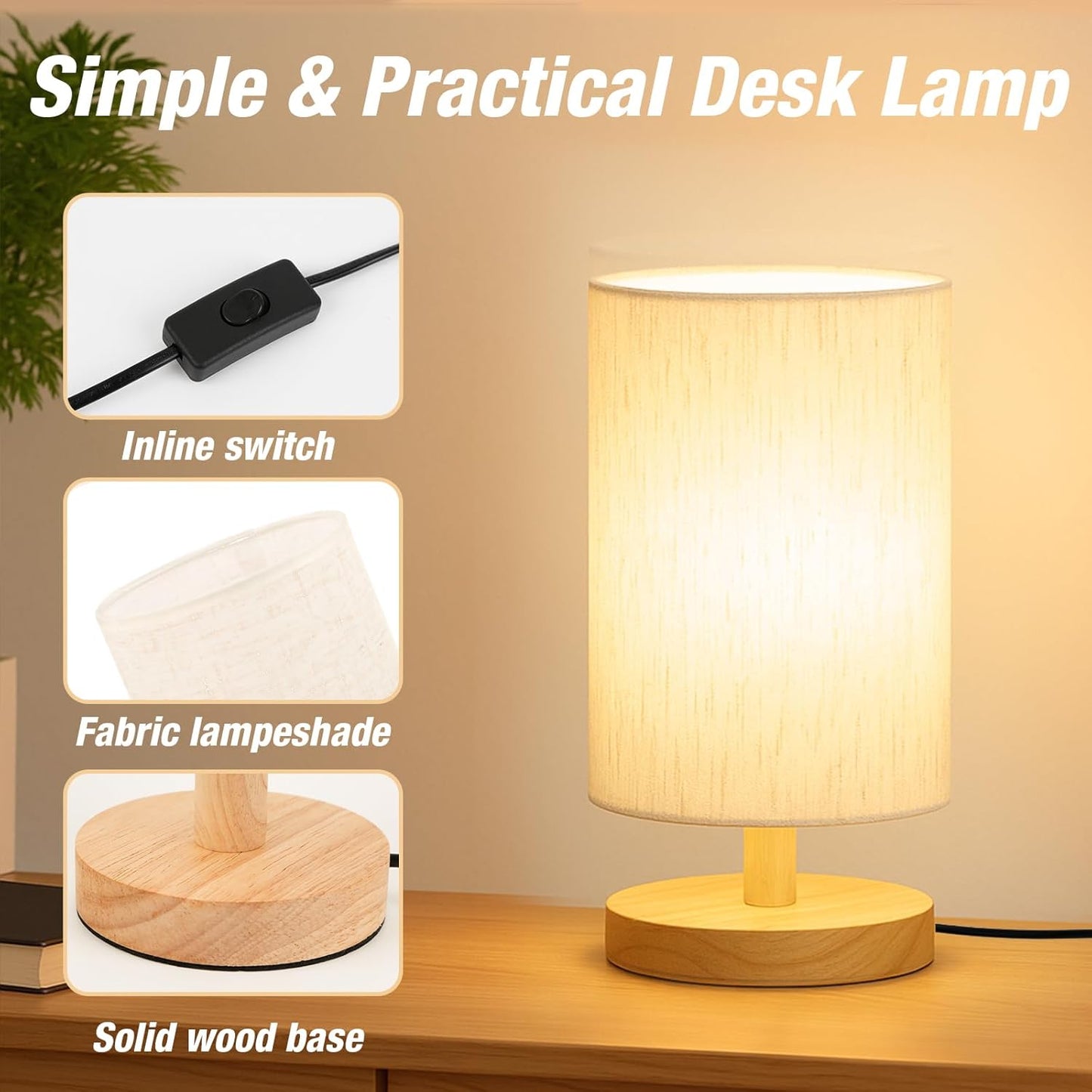 Desk_Lamp_LED_Bulb_Included,_Small_Bedside_Table_Lamp_Plug-in_-_Classic_Wood_Base_with_Flaxen_Fabric_Shade,_Lamps_for_Night_Stands,_Simple_Nightstand_Light_for_Bedroom,_Office,_Desk
