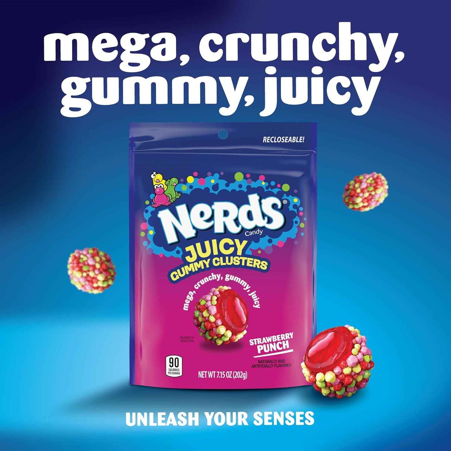 NERDS Juicy Gummy Clusters, Juicy and Gummy Candy, 1 Stand Up Bag, for Snacking and Sharing, 7.15 oz