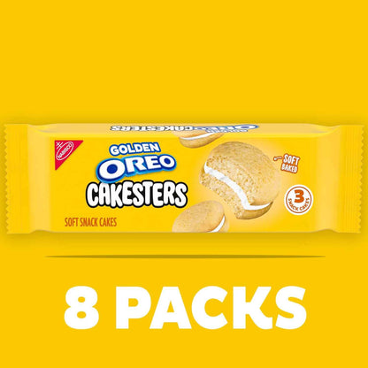 OREO Golden Cakesters Soft Snack Cakes, 8-3.03 oz Snack Packs