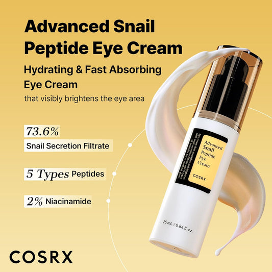 COSRX_Snail_Mucin_Peptide_Under_Eye_Cream,_0.84_fl_oz,_73.7%_Snail_Mucin_and_Niacinamide,_Eye_Care,_Eye_Cream_Anti_Aging,_Dark_Circles,_Korean_Skin_Care