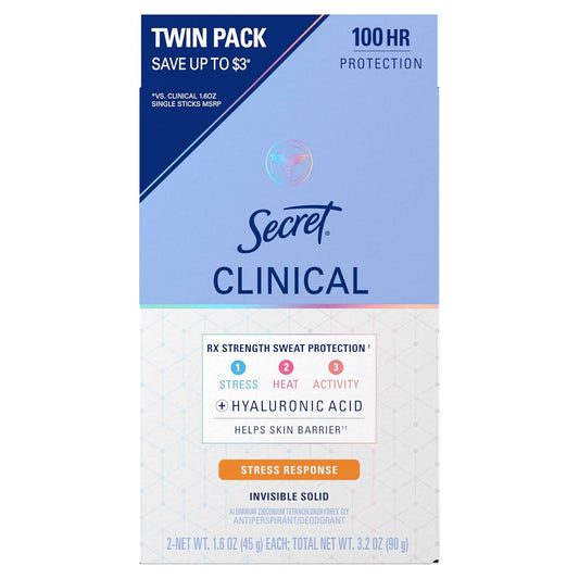 Secret_Clinical_Strength_100HR_Sweat_&_Odor,_Stress_Response_Invisible_Solid_Antiperspirant_Deodorant_for_Women,_3X_Stress_Protection_with_Hyaluronic_Acid,_PH_Balanced,_1.6_oz_(Pack_of_2)