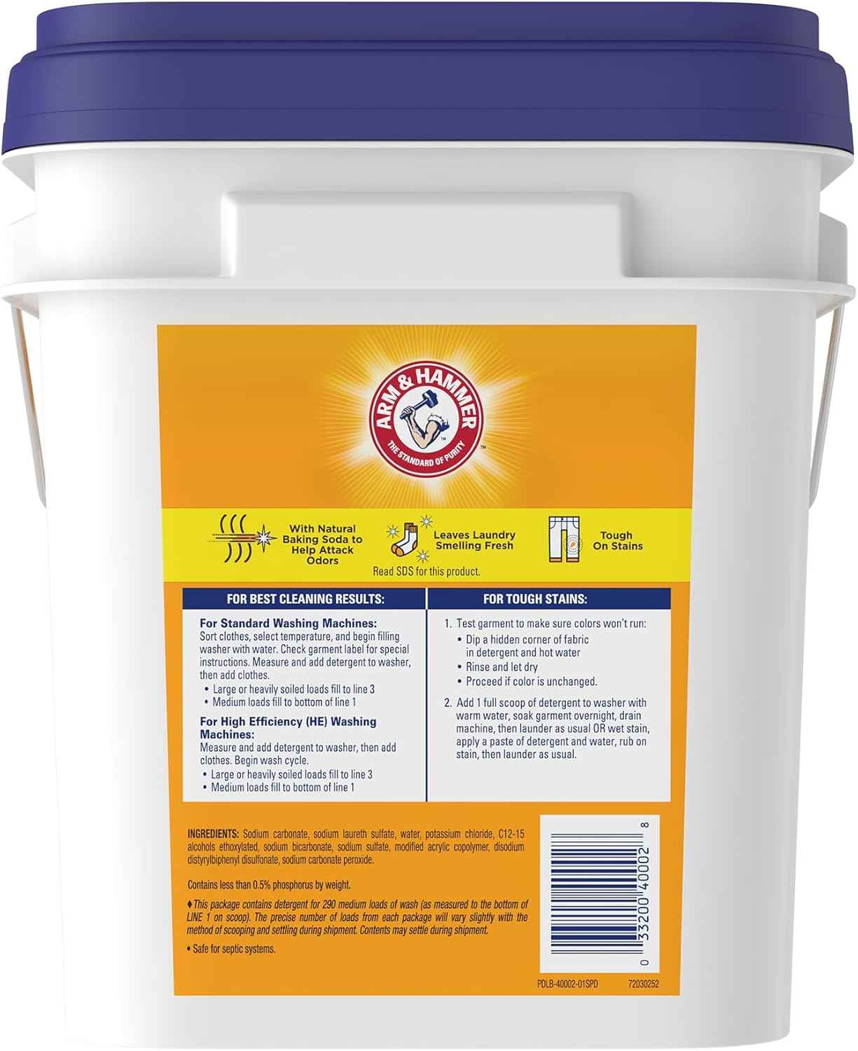 Arm & Hammer Powder Laundry Detergent, Professional Soap for Washing Clothes, 290 Loads Bulk