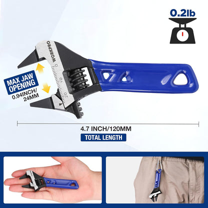 WORKPRO_4-Inch_Thin_Jaws_Stubby_Wide_Opening_Adjustable_Wrench,_Small_Adjustable_Wrench_with_2mm_Slim_Jaws_for_Easy_Access_to_Tight_Spaces,_Metric/SAE_Scales,_Cr-V_Steel
