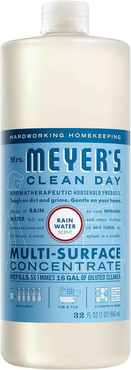 Mrs. MEYER'S CLEAN DAY Multi-Surface Everyday Concentrate, Rain Water Scent, 32 Fl Oz Bottle