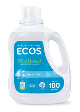 ECOS Laundry Detergent Liquid, 100 Loads - Dermatologist Tested Laundry Soap - Hypoallergenic, EPA Safer Choice Certified, Plant-Powered - Free & Clear, 100 Fl Oz