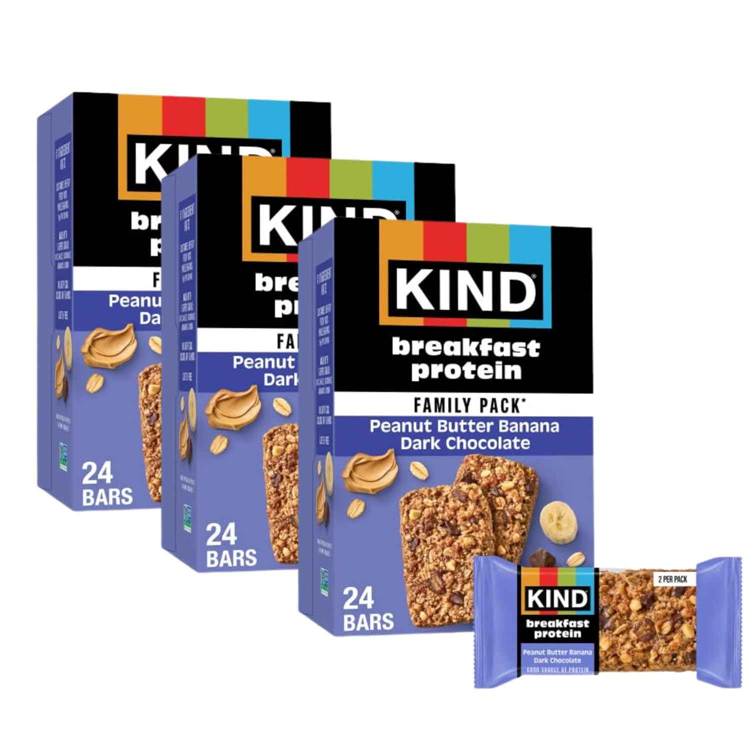 KIND Breakfast Protein Peanut Butter Banana Dark Chocolate, 8g Protein, Gluten Free, 36 Count