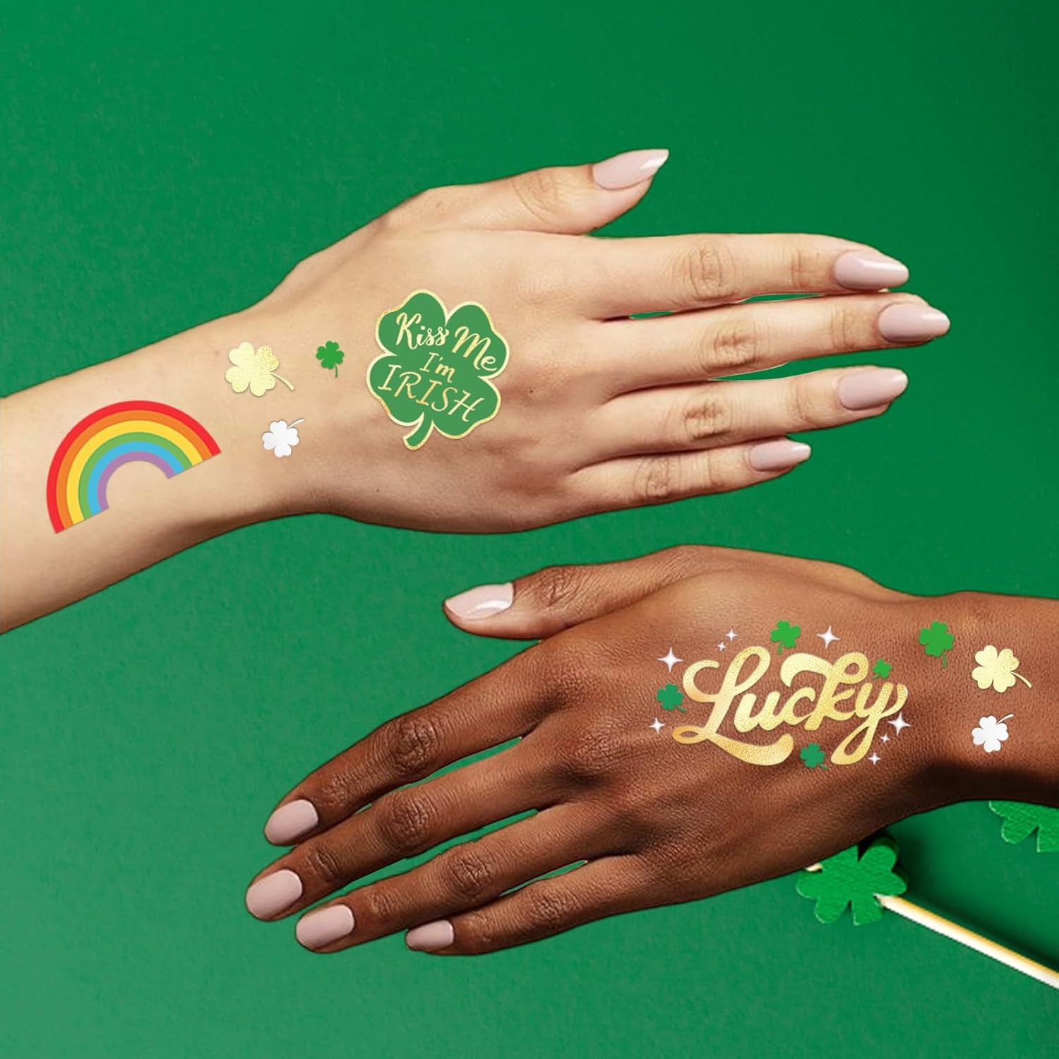 St_Patricks_Day_Temporary_Tattoos_56_Glitter_Styles_Shamrock_Face_Stickers_Suppiles_Kiss_Me_I'm_Irish_Party_Favor_St_Patty's_Day_Accessories_Leprechauns_Arts_and_Crafts