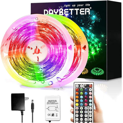 DAYBETTER_Led_Strip_Lights_Waterproof,_16.4ft/32.8ft/50ft/65.6ft_Led_Tape_Lights_Color_Changing_LEDs_Light_Strips_Kit_with_44_Keys_Ir_Remote_Controller_and_12v_Power_Supply_for_Indoor_Outdoor_Use