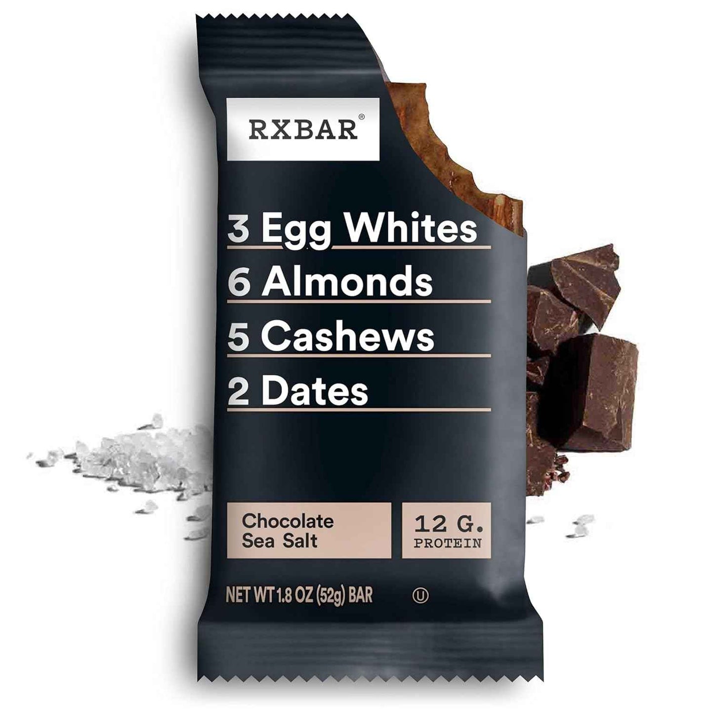RXBAR Protein Bars, 12g Protein, Gluten Free Snacks, Chocolate Sea Salt