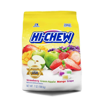HI-CHEW Assorted, Green Apple Strawberry Mango Grape, Soft & Chewy Candy 2lb - 185+ Pieces Individually Wrapped - Made with Immensely Juicy Fruity Flavors