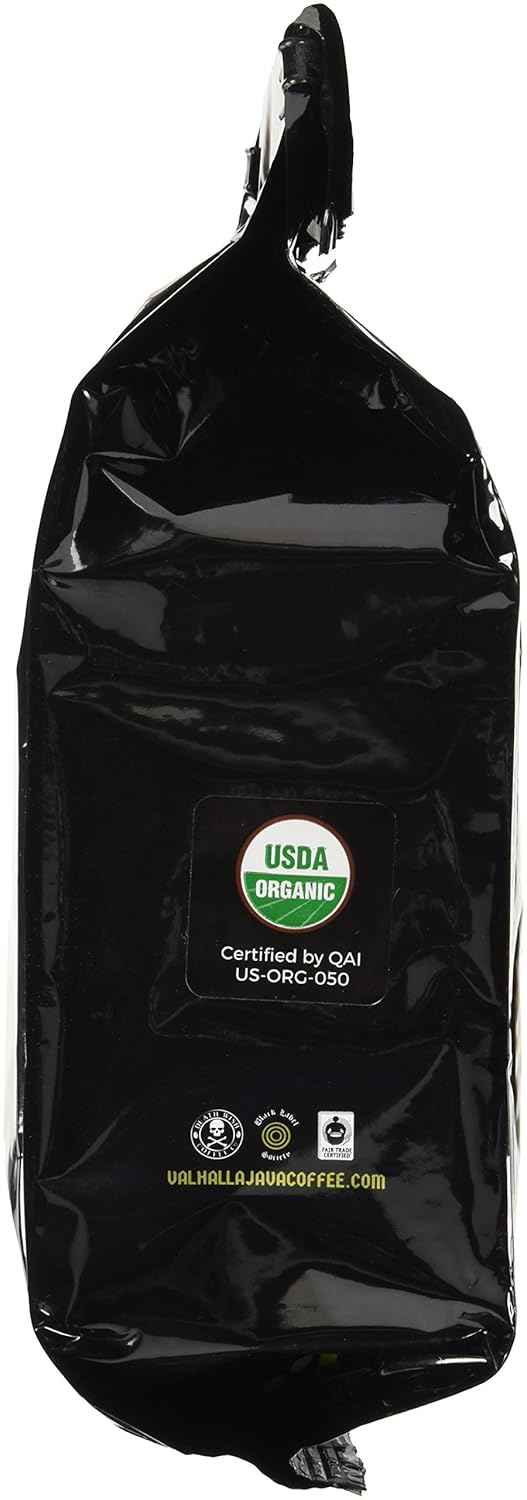 Death Wish Coffee Valhalla Java Dark Roast Ground Coffee, Bold & Intense Blend of Arabica Robusta Beans, USDA Organic