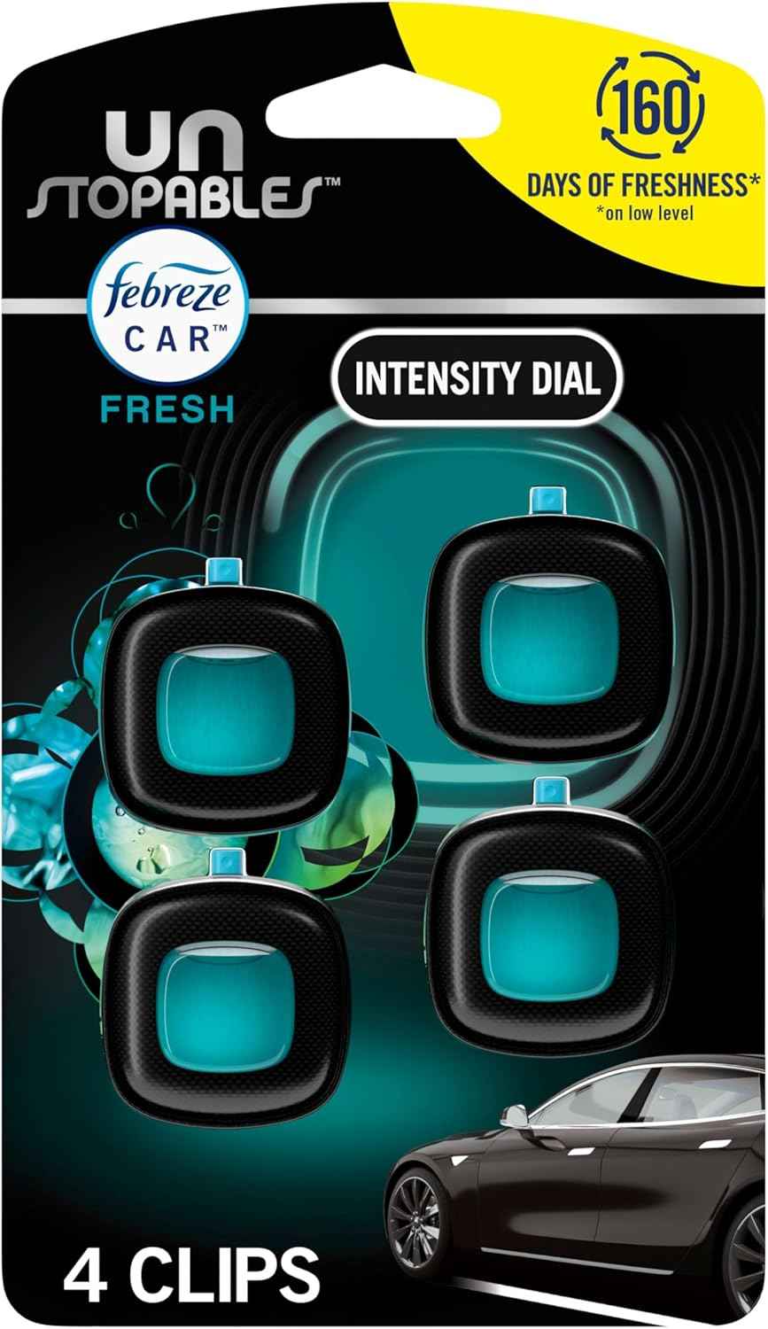 Febreze Car Air Freshener, Odor-Fighting Automotive Vent Clip, Scented Car Accessories, Long Lasting for Strong Odors