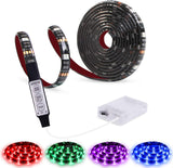 Battery Powered Led Strip Lights RGB with Mini Controller Waterproof Led Rope Lights Battery Operated Led Lights Multi Color Changing Lights 6.56ft/13.2FT
