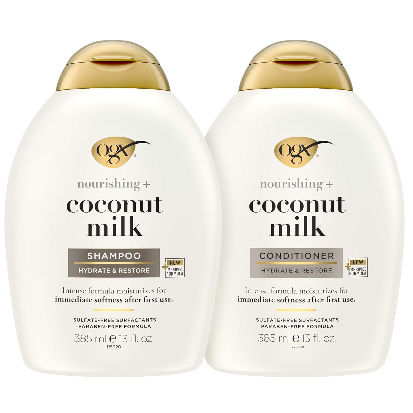OGX_Nourishing_+_Coconut_Milk_Sulfate_Free_Shampoo_and_Conditioner_Set,_Hydrates_&_Softens_Hair,_Lipi_Pro_Shield_Technology,_Creamy_Coconut_Milk_White_Peach_&_Shea_Butter_Scent,_2_Items,_2_x_13_fl_oz