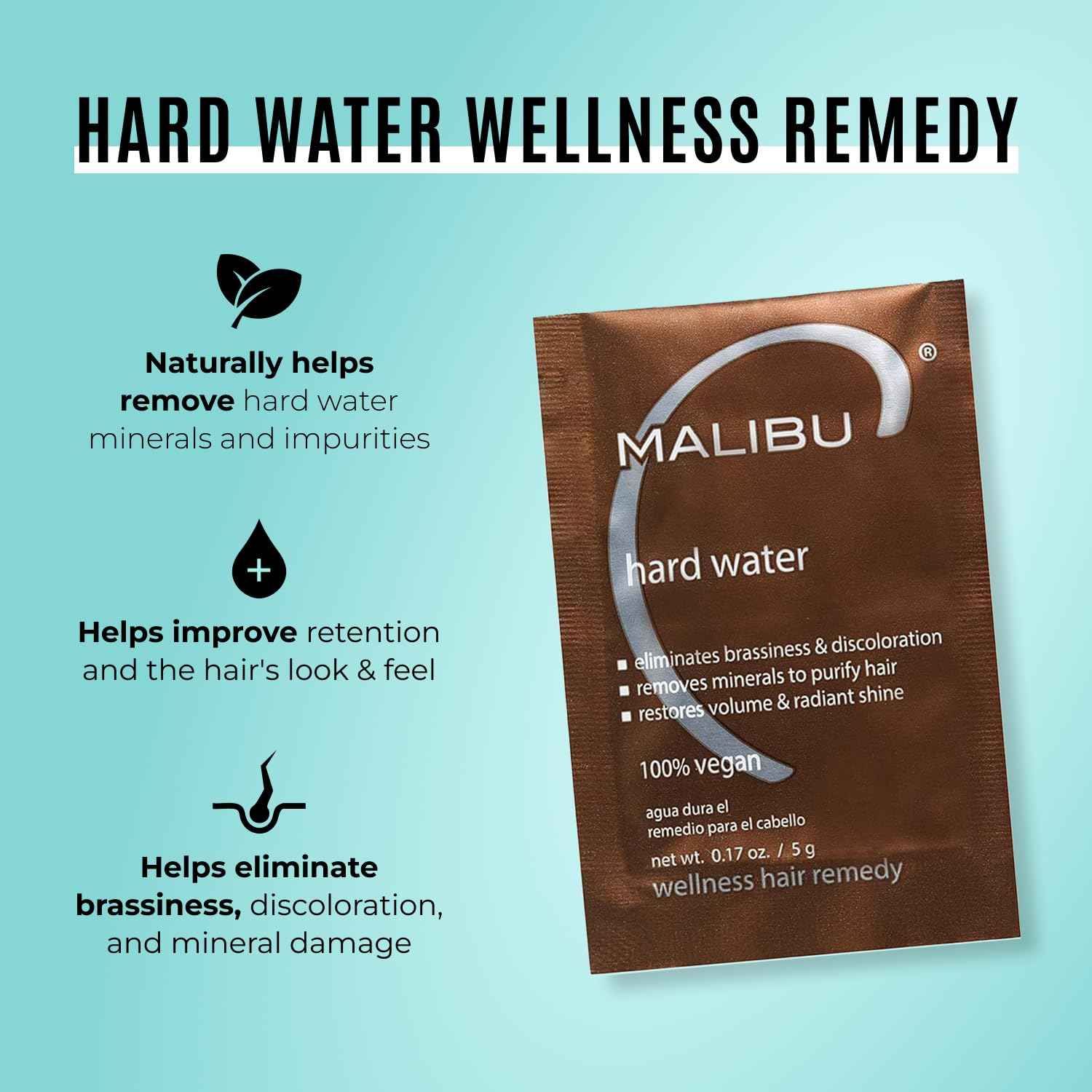 Malibu C Hard Water Wellness Remedy - Removes Deposits & Impurities - Contains Vitamin C for Shiny, Vibrant Results - Hard Water Treatment