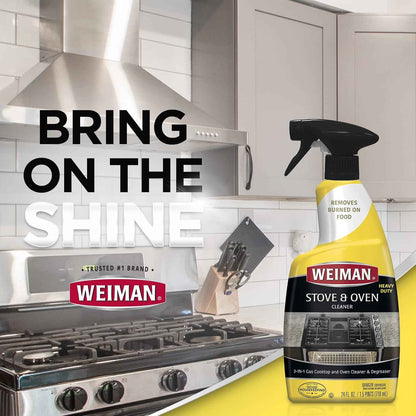 Weiman Heavy Duty Stove and Oven Cleaner and Degreaser for Glass, Ceramic Cooktops, BBQ grill grates - 2 Pack, 24 Oz w/MicroFiber Towel