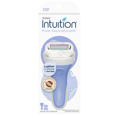 Schick Intuition Pure Nourishment Razors for Women | 1 Razor &amp;amp; 2 Intuition Razor Blades Refill with Organic Cocoa Butter