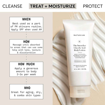 Naturium The Smoother Glycolic Acid Body Lotion, Resurfacing & Exfoliating Treatment, with 10% Glycolic Acid, 8 oz
