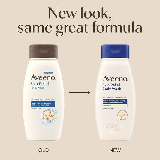 Aveeno Skin Relief Body Wash, Fragrance-Free with Triple Oat complex, Gentle Daily Cleanser for Sensitive Skin Leaves Itchy, Dry Skin Feeling Soothed & Moisturized, Soap-Free
