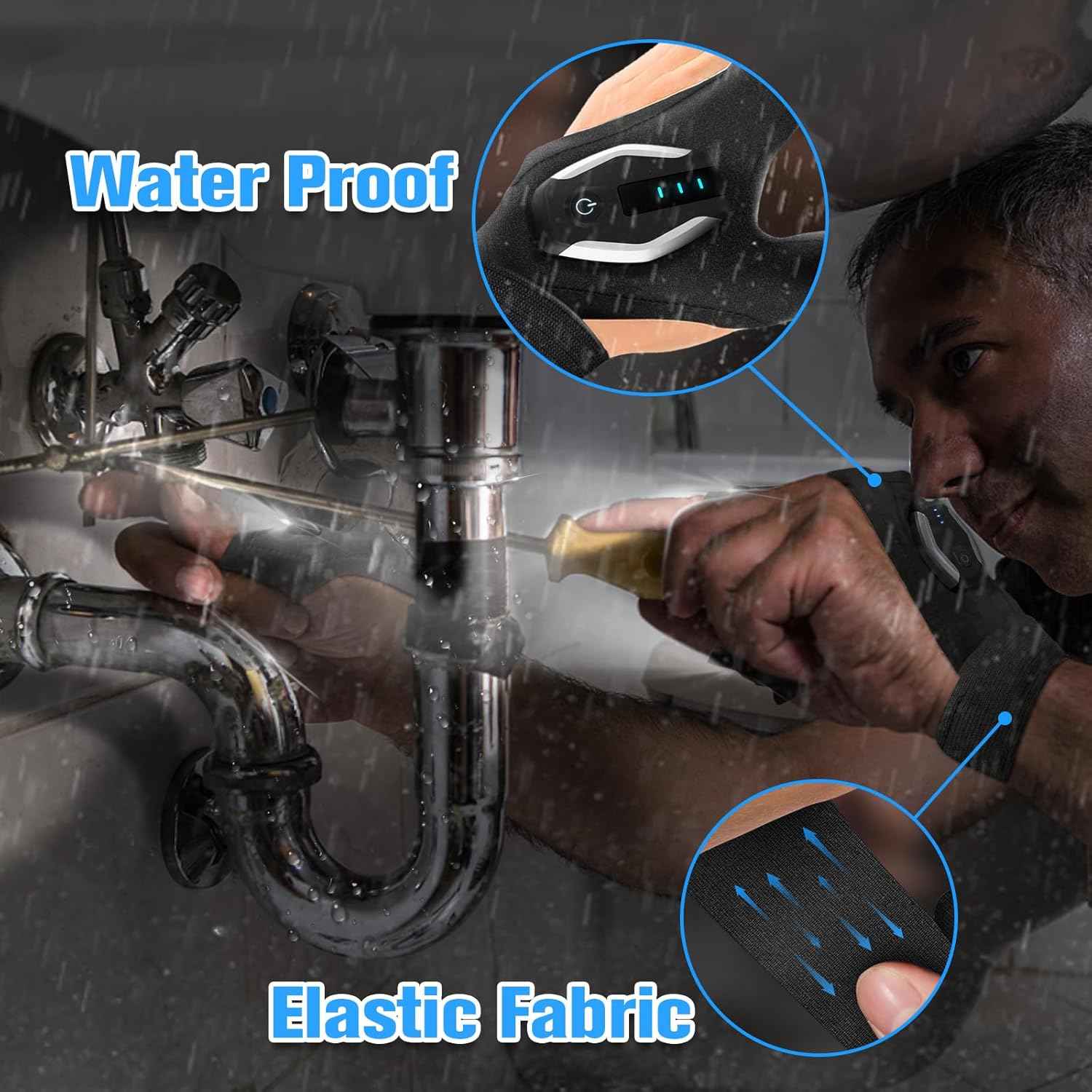 Valentines Day Gifts for Him, LED Flashlight Gloves, Mens Valentines Gifts for Men Dad Husband Boyfriend, Anniversary Birthday Gifts for Camping Essentials Cool Gadgets Tools for Fishing Repairing