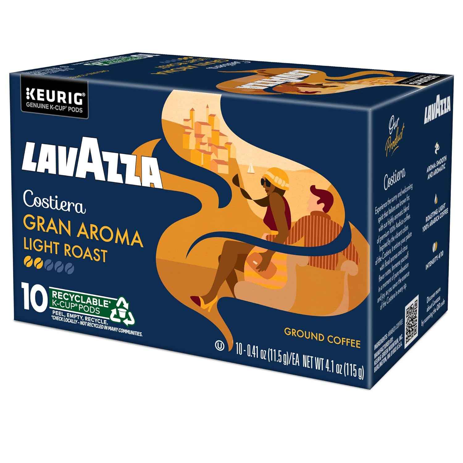 Lavazza Costiera Gran Aroma, Single-Serve Keurig K-Cup Pods, Light Roast Coffee