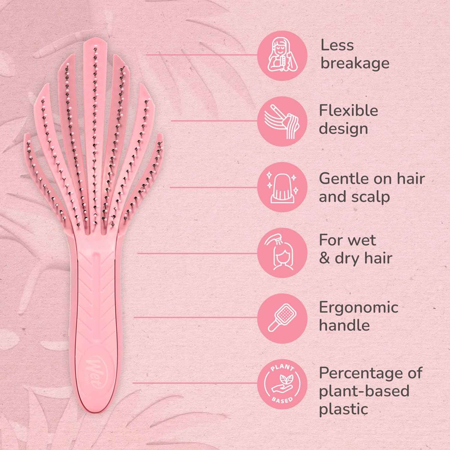 Wet Brush Go Green Curl Detangler Hair Brush, Pale Pink, Ultra-Soft IntelliFlex Detangling Bristles Glide Through Tangles with Ease, Great For Curls, No Split Ends & Pain-Free for Wet or Dry Hair