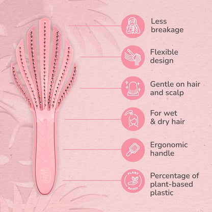 Wet Brush Go Green Curl Detangler Hair Brush, Pale Pink, Ultra-Soft IntelliFlex Detangling Bristles Glide Through Tangles with Ease, Great For Curls, No Split Ends & Pain-Free for Wet or Dry Hair