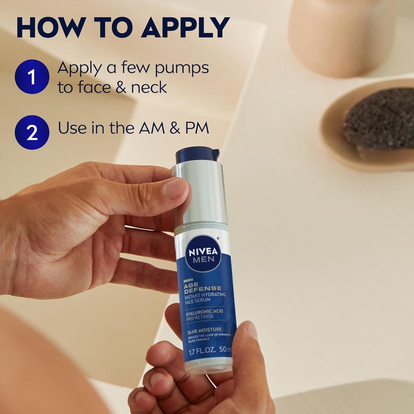 NIVEA_MEN_Age_Defense_Instant_Hydrating_Face_Serum_for_Dry_Skin,_With_Pro-Retinol_and_Hyaluronic_Acid,_Facial_Serum_Helps_Reduce_Look_of_Fine_Lines_and_Wrinkles,_1.7_Fl_Oz_Bottle