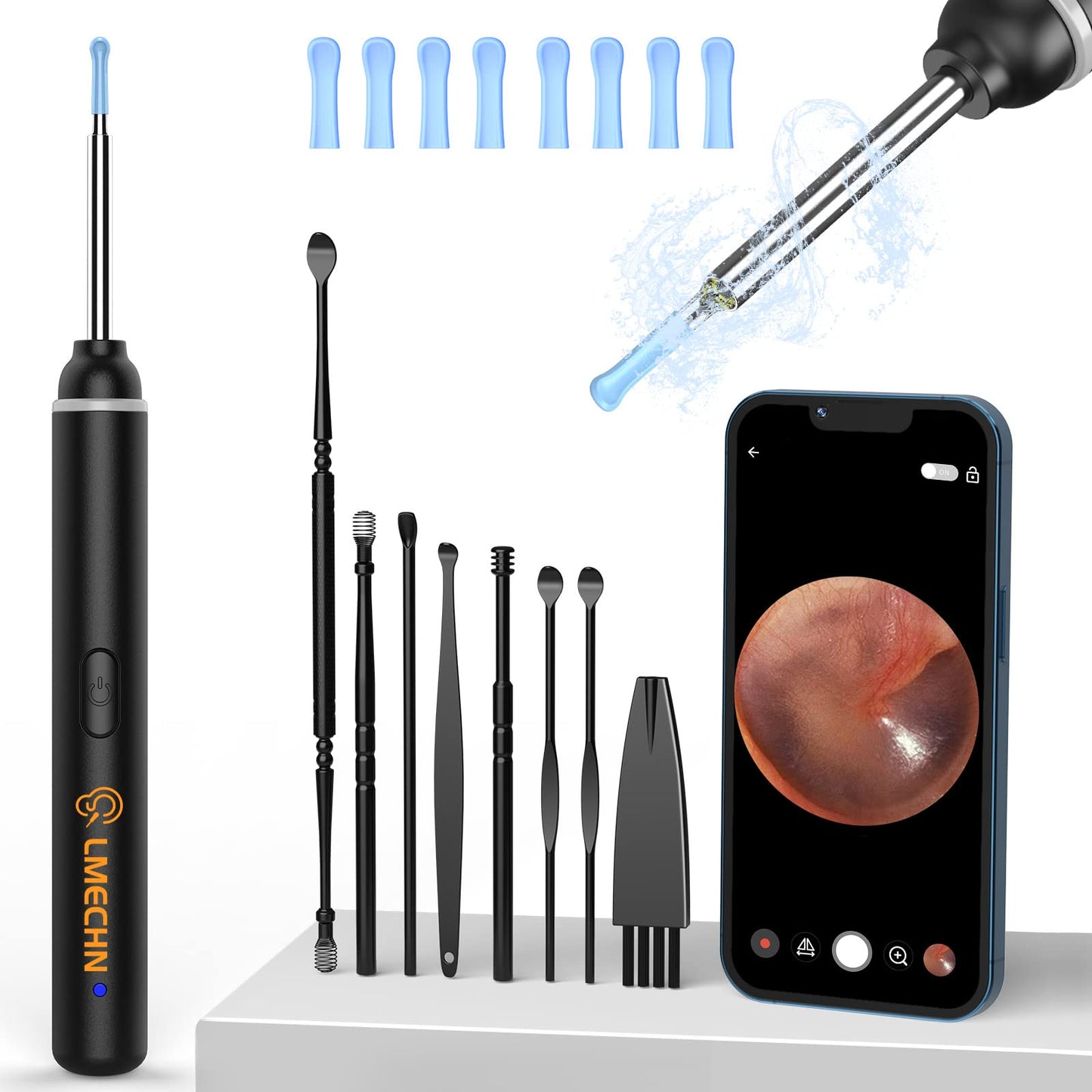 Ear Wax Removal Kit 1920P HD, WiFi Ear Cleaner Camera Diameter 3mm, Earwax Remover Tool with 6 Ear Spoon, Ear Camera with 8 Pcs Ear Set, Earwax Camera Cleaner for iOS and Android