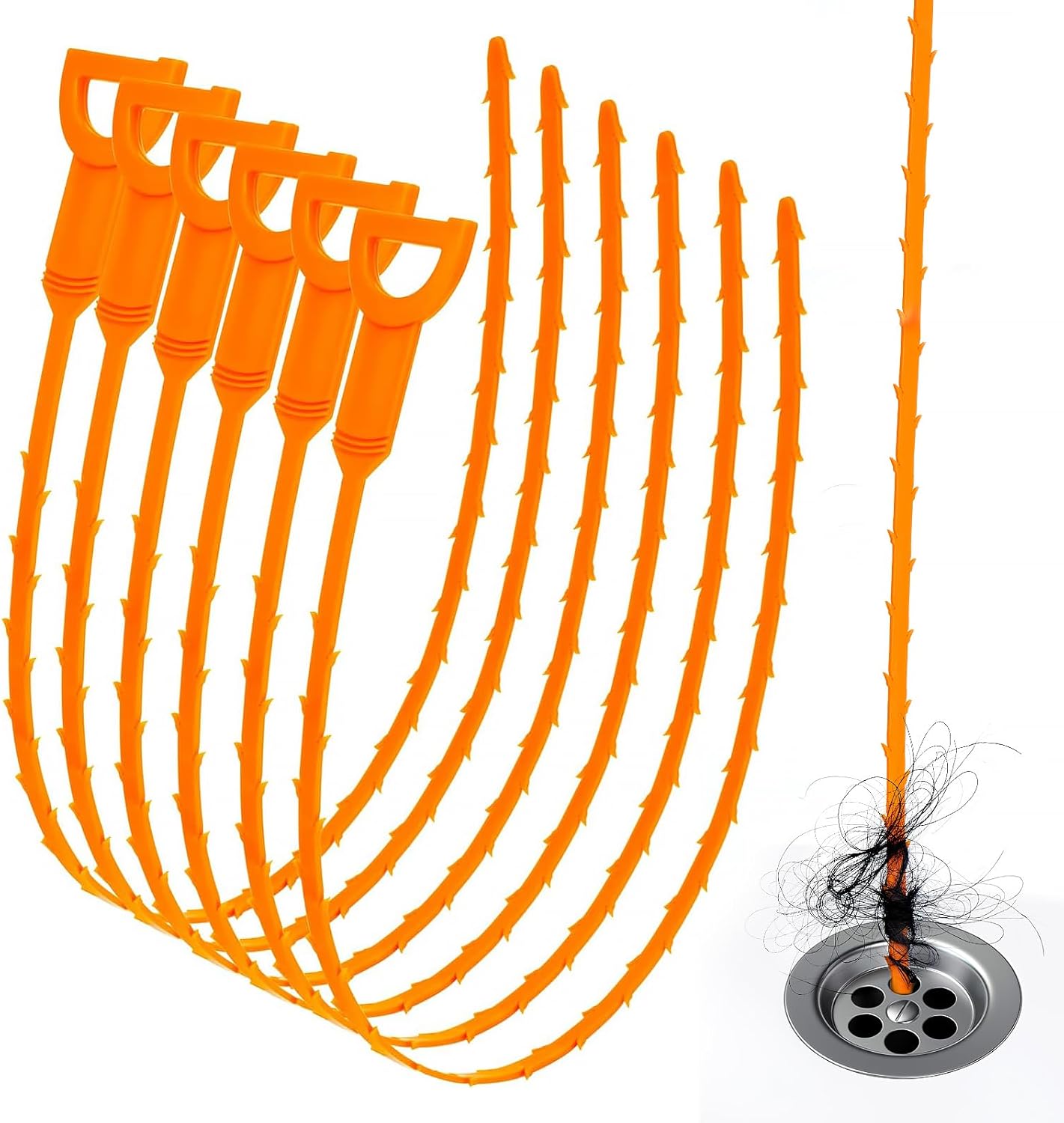 25_Inch_Snake_Drain_Clog_Remover_Tool,_6PCS_Hair_Drain_Cleaner_Tool,_Hair_Cather_Shower_Drain_Tool,_Drain_Auger_hair_Cleaning_Tool_for_Shower_Kitchen_Sink_Bath_Tub_Bathroom