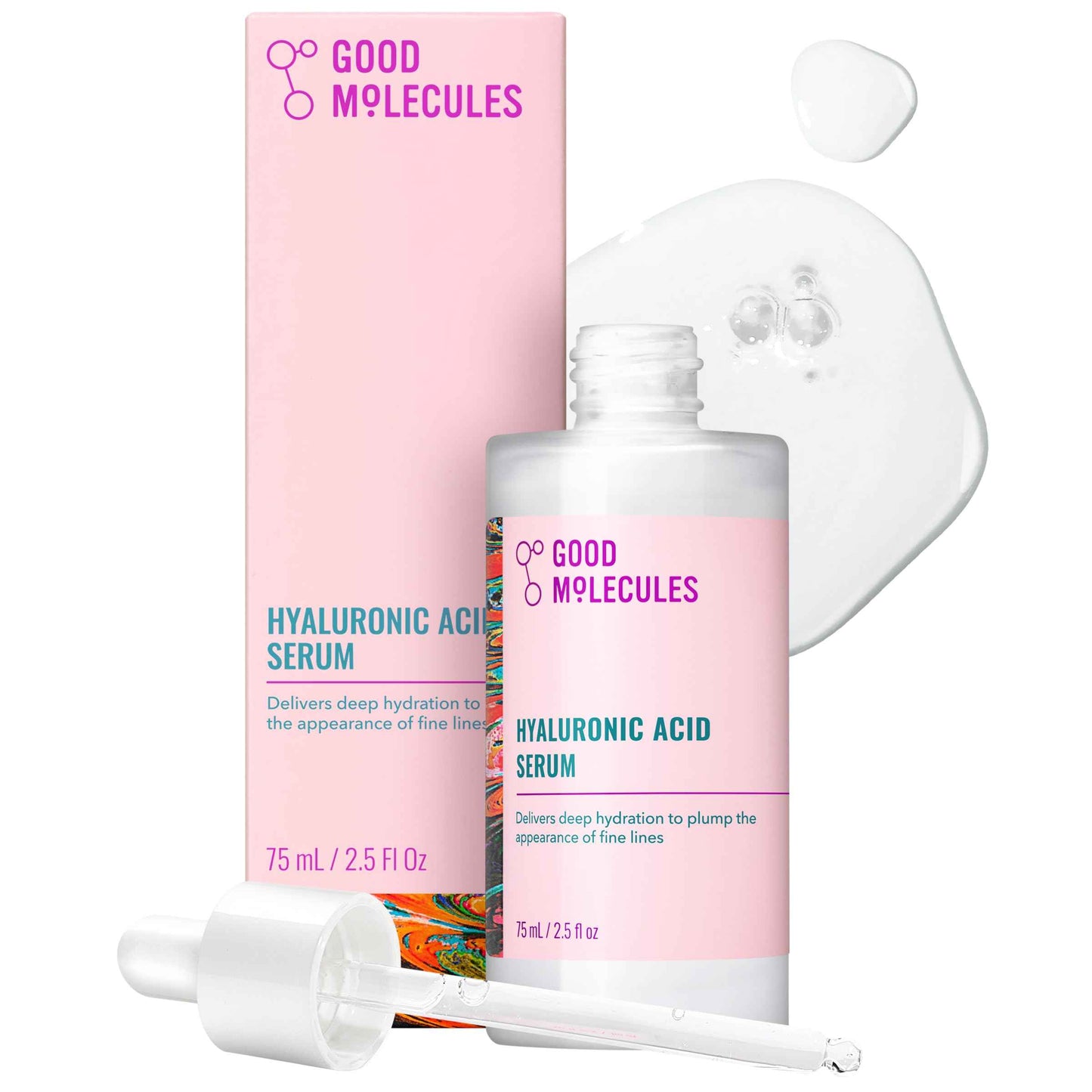 Good Molecules Hyaluronic Acid Serum - 1% Hyaluronic Acid Non-greasy Ultra Hydrating Serum, Facial Moisturizer for Plumper Skin, Skin Care for Face