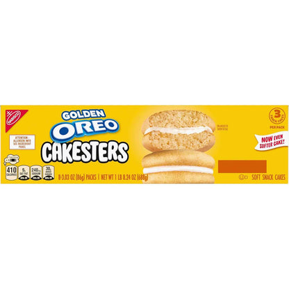 OREO Golden Cakesters Soft Snack Cakes, 8-3.03 oz Snack Packs