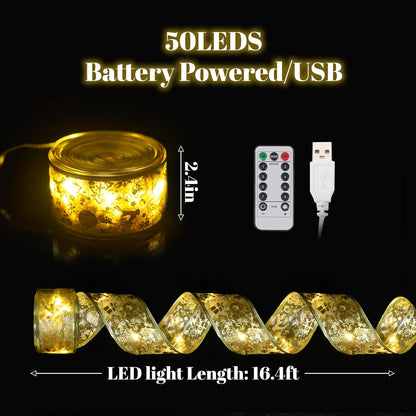 Dailyart_Christmas_Ribbon_Fairy_Lights_2_Pack_Total_100LED_USB&_Battery_Operated_String_Lights_Timer_46FT_Christmas_Lights_Indoor_with_8_Modes_Fairy_Lights_with_Remote_for_Xmas_Tree_Garland_Decoration