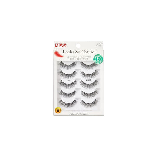 KISS_Looks_So_Natural,_False_Eyelashes,_'Shy',_12mm,_Includes_5_Pairs_Of_Lashes,_Easy_to_Apply,_Reusable_Lash_Clusters