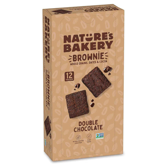 Nature’s Bakery Double Chocolate Brownie Bars, Whole Grains, Dates, and Cocoa, Plant Based, Dairy-Free, Snack Bar