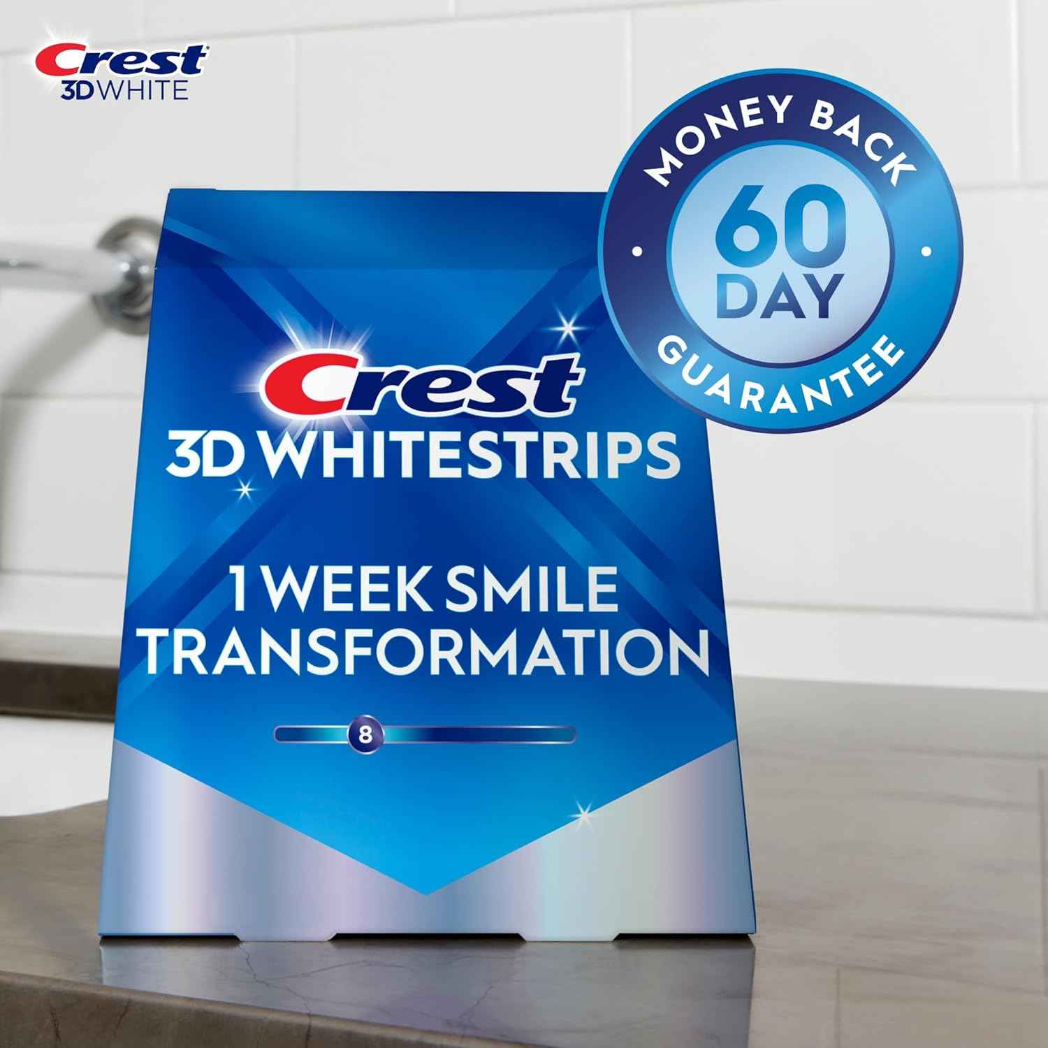 Crest 3D Whitestrips, 1 Week Smile Transformation, Whitestrips 3D White, Teeth Whitening Strip Kit, 14 Treatments (Each with 1 Upper/1 Lower)