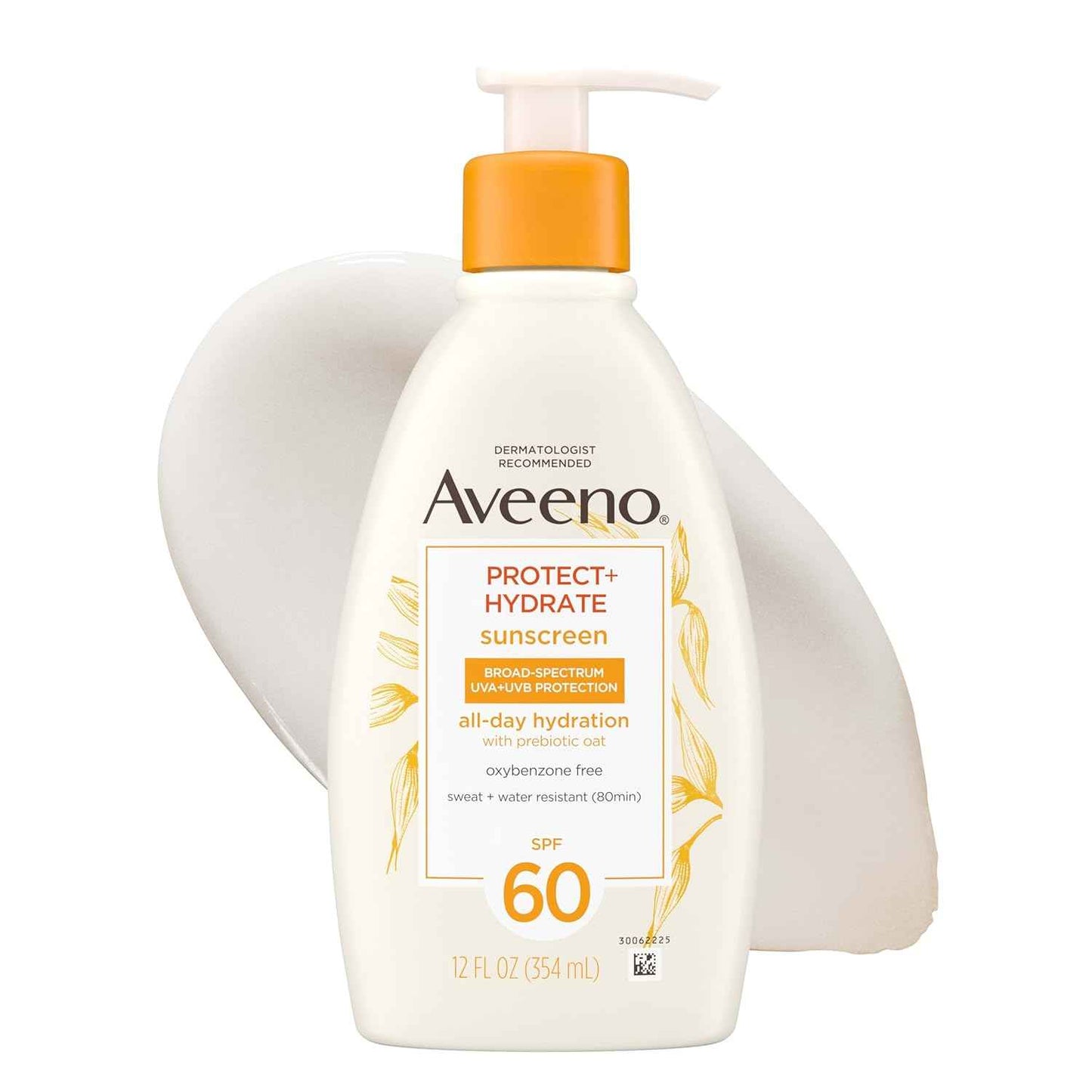 Aveeno Protect + Hydrate Sunscreen Moisturizing Lotion with Prebiotic Oat, Broad Spectrum, Paraben, & Oil Free, Weightless, Water & Sweat Resistant (80-min) for Sensitive Skin