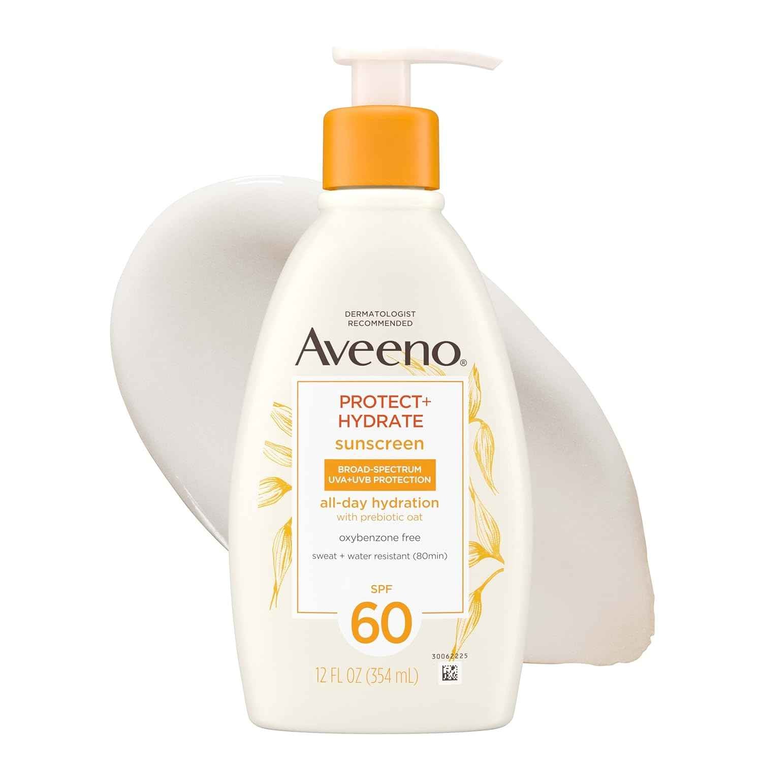 Aveeno Protect + Hydrate Sunscreen Moisturizing Lotion with Prebiotic Oat, Broad Spectrum, Paraben, & Oil Free, Weightless, Water & Sweat Resistant (80-min) for Sensitive Skin