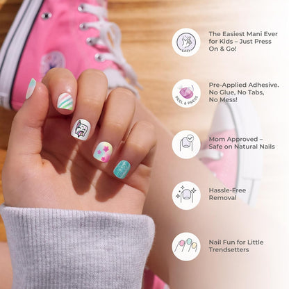 KISS_imPRESS_No_Glue_Mani_Press_On_Nails,_Mini,_'Super_Duper',_Pink,_Kids_Size,_Squoval_Shape,_Includes_20_Nails,_1_Mini_File
