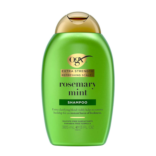 OGX_Extra_Strength_Refreshing_Scalp_+_Rosemary_Mint_Shampoo,_Clarifying_Shampoo_for_Oily_Hair_Visibly_Helps_Remove_Oil_&_Residue_to_Clear_Away_Buildup,_Sulfate-Free_Surfactants,_13_fl._oz