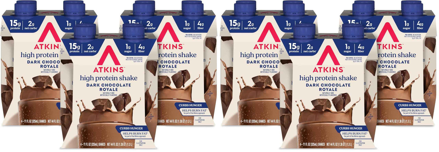 Atkins High Protein Shake, 15g Protein, 2g Net Carb, 1g Sugar, Keto Friendly, Chocolate Flavored Protein Shakes