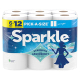Sparkle Pick-A-Size Paper Towels, 6 Double Rolls = 12 Regular Rolls Disposable Pack Toilet Wipe Sheets