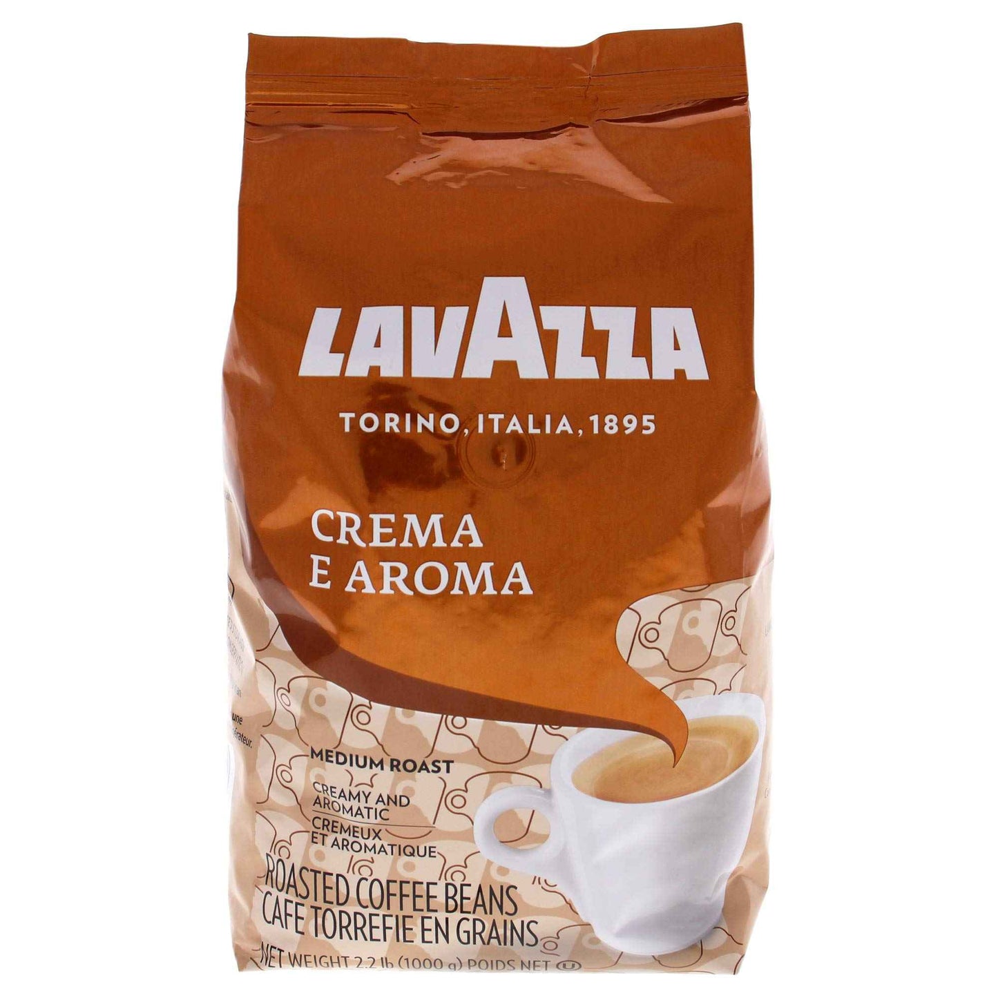 Lavazza Whole Bean Coffee Blend, Balanced medium roast with an intense, earthy flavor and long lasting crema, Non-GMO