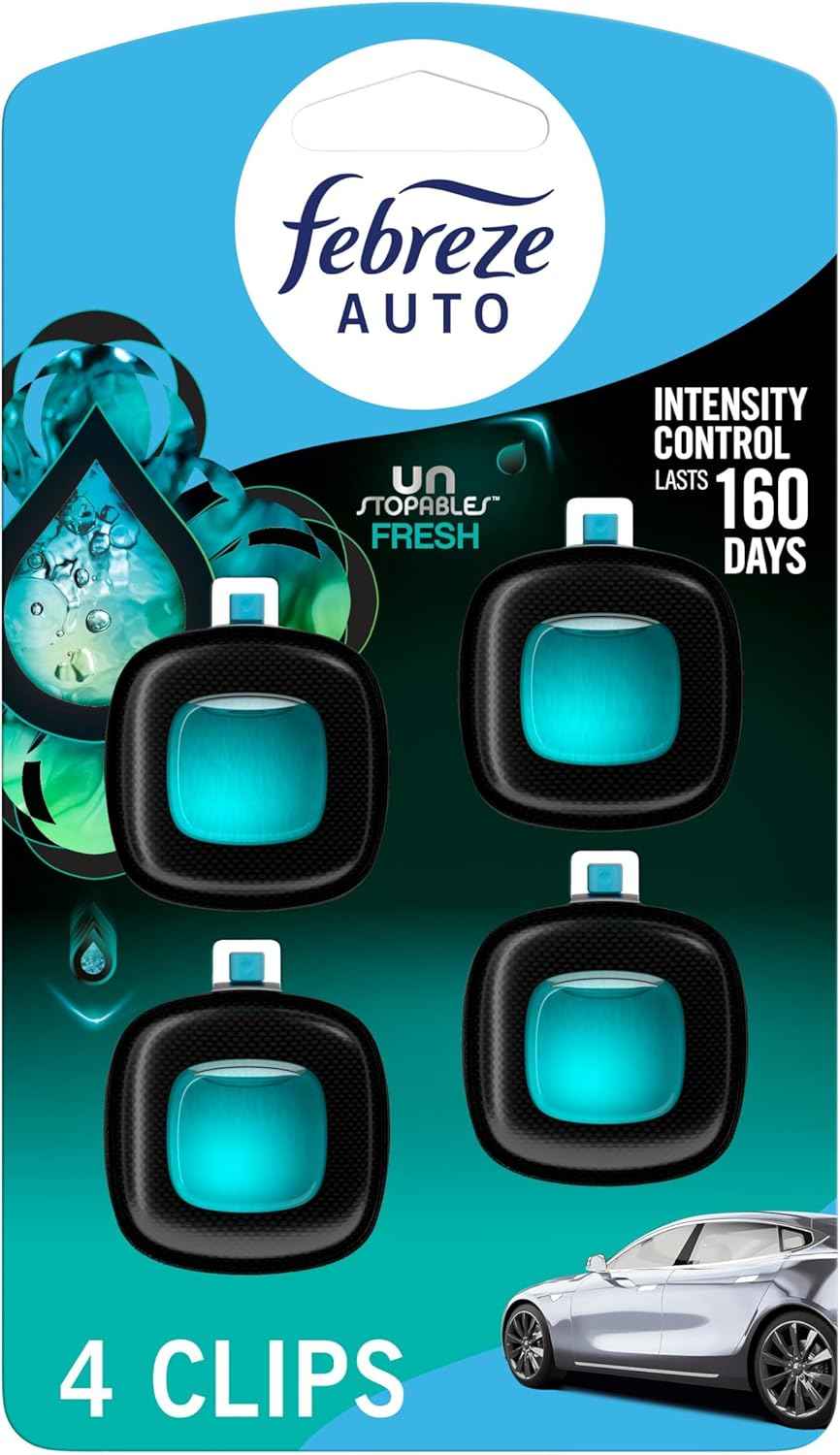 Febreze Car Air Freshener, Odor-Fighting Automotive Vent Clip, Scented Car Accessories, Long Lasting for Strong Odors