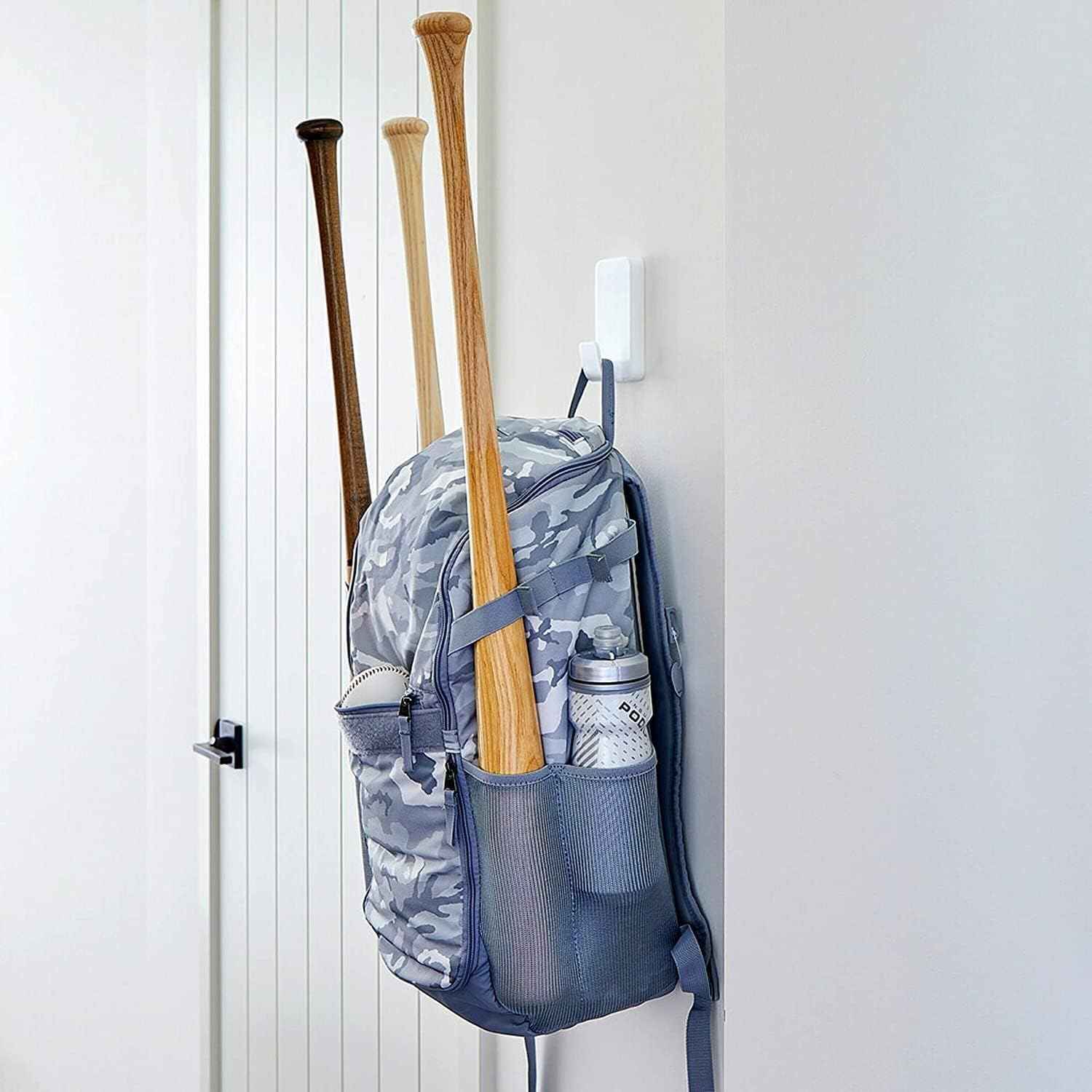 Command 15 Lb XL Heavyweight Wall Hook, Damage Free Hanging Wall Hook with Adhesive Strips, Heavy Duty Single Wall Hook for Hanging Back to School Organizers, 2 White Hooks and 8 Strips