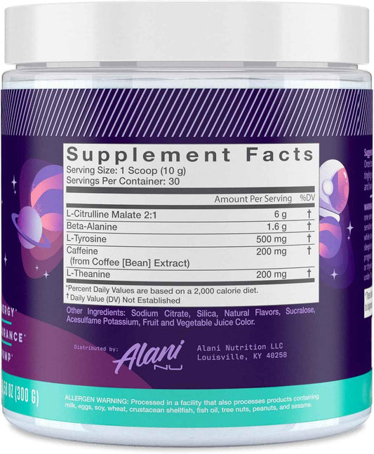 Alani Nu Pre Workout Powder | Amino Energy Boost | Endurance Supplement | Sugar Free | 200mg Caffeine | L-Theanine, Beta-Alanine, Citrulline | 30 Servings