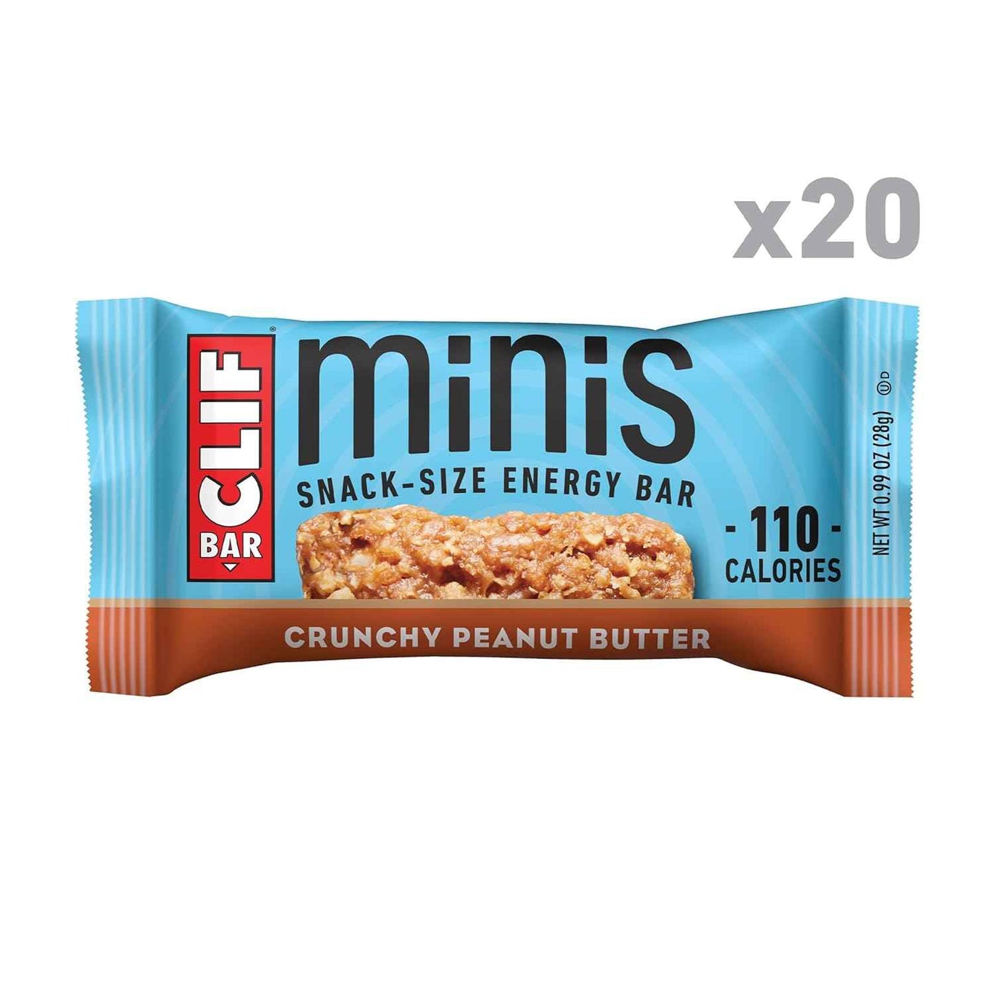 CLIF BAR Minis - Crunchy Peanut Butter - Made with Organic Oats - 5g Protein - Non-GMO - Plant Based - Snack-Size Energy Bars - 0.99 oz