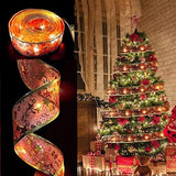 Ribbon Lights for Christmas Tree Decorations,32ft 100 LED Lights Gold Edge Wired Ribbon Fairy Lights for Xmas Tree Wedding Birthday Party Home Holiday Decor